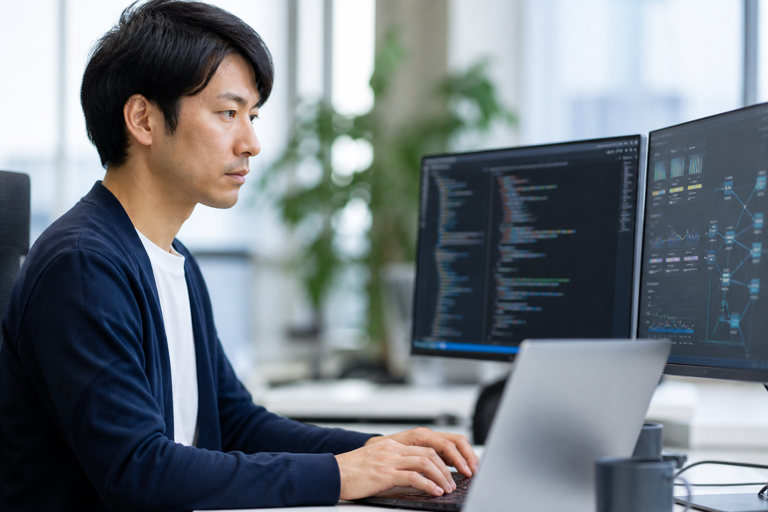 真剣にシステムと向き合うエンジニアの様子